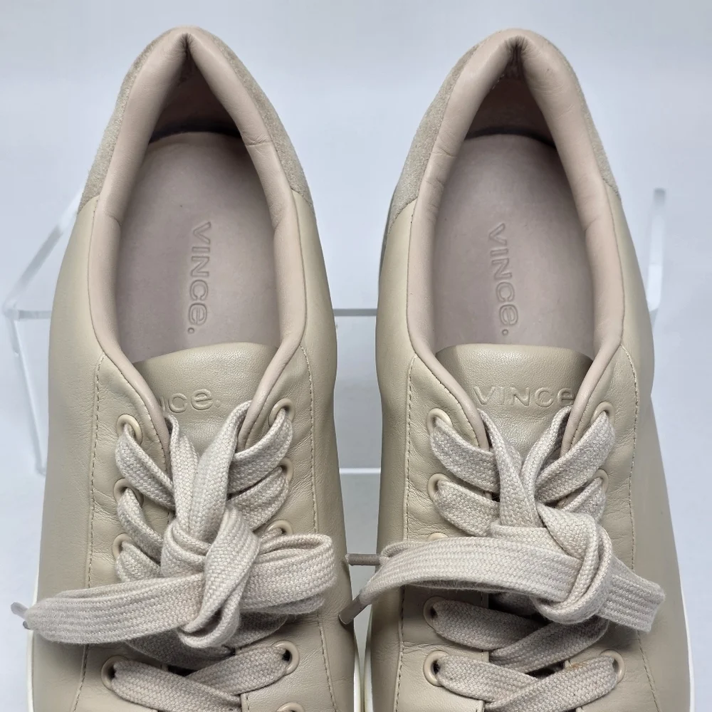 Vince Bensley Women's Platform Leather Lace-Up Sneaker Size 7.5 Pre-owned - Picture 9 of 11
